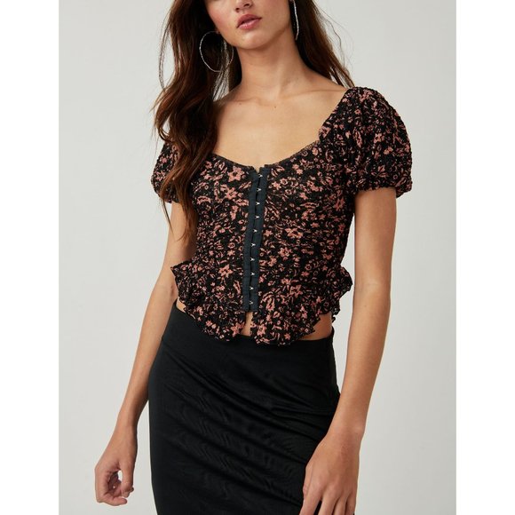 FREE PEOPLE Oh Baby Top / Black Combo - Picture 3 of 8